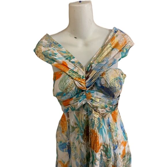 DVF multi metallic silk midi dress - Picture 2 of 10